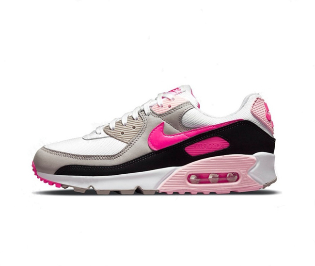 Women's Running weapon Air Max 90 White/Pink/Black Shoes 080